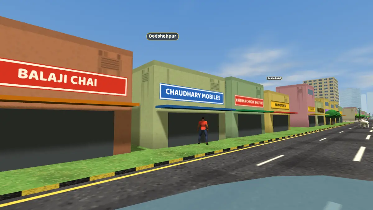 Street scene in Badshahpur, Gurugram, in the Gurugram Life game