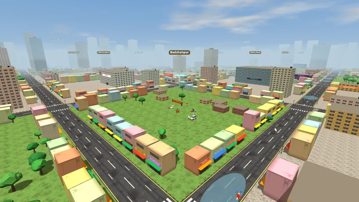 Aerial view of Badshahpur on the Gurugram Life game map