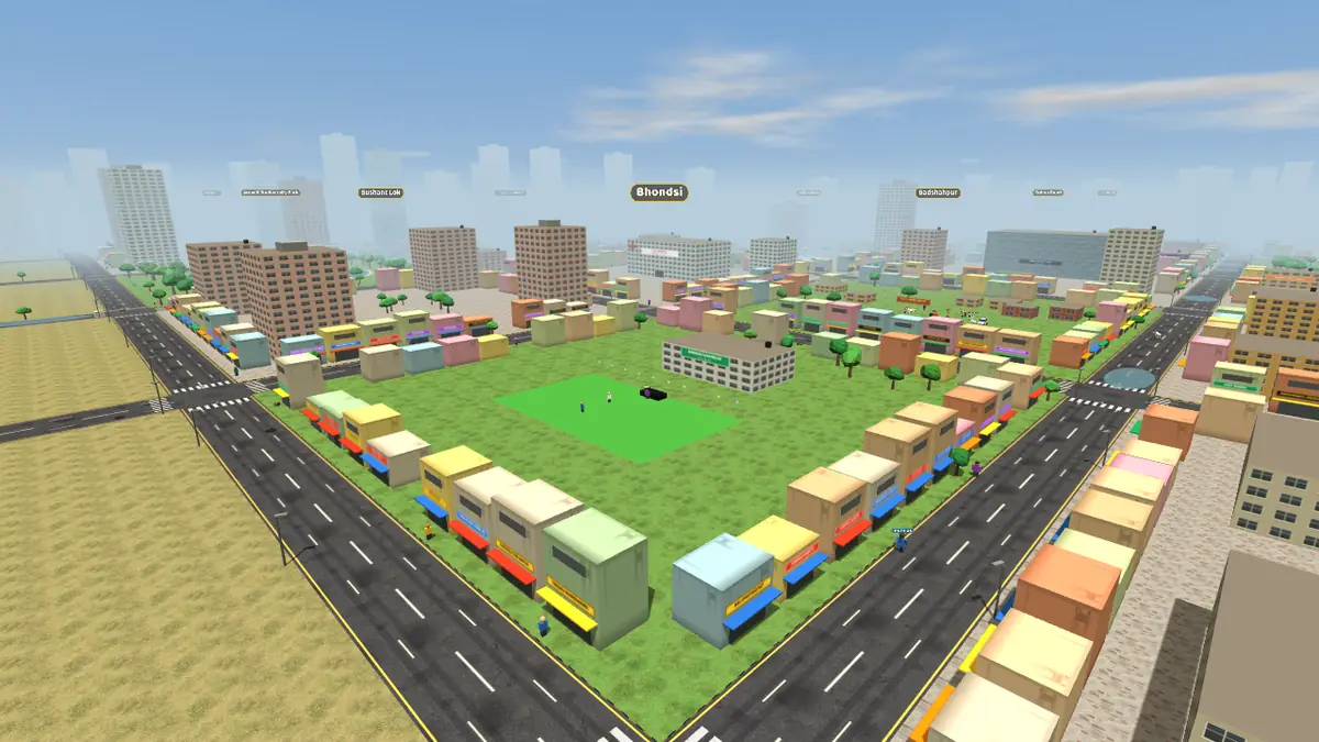 Aerial view of Bhondsi on the Gurugram Life game map