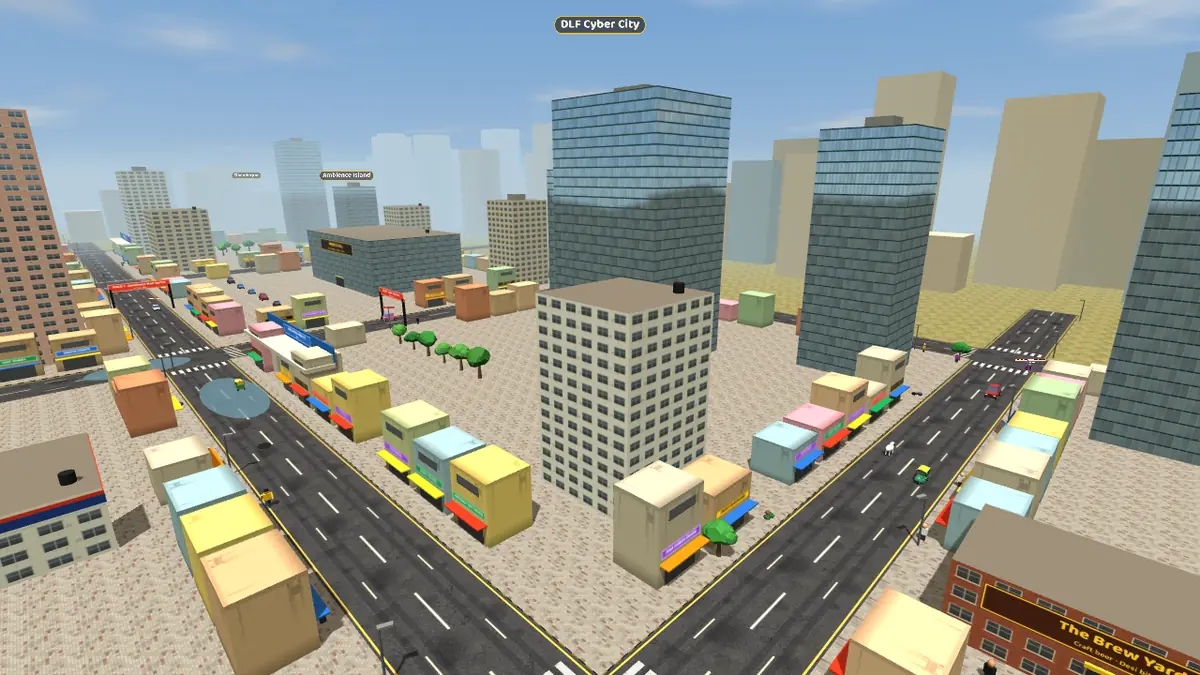 Aerial view of DLF Cyber City on the Gurugram Life game map