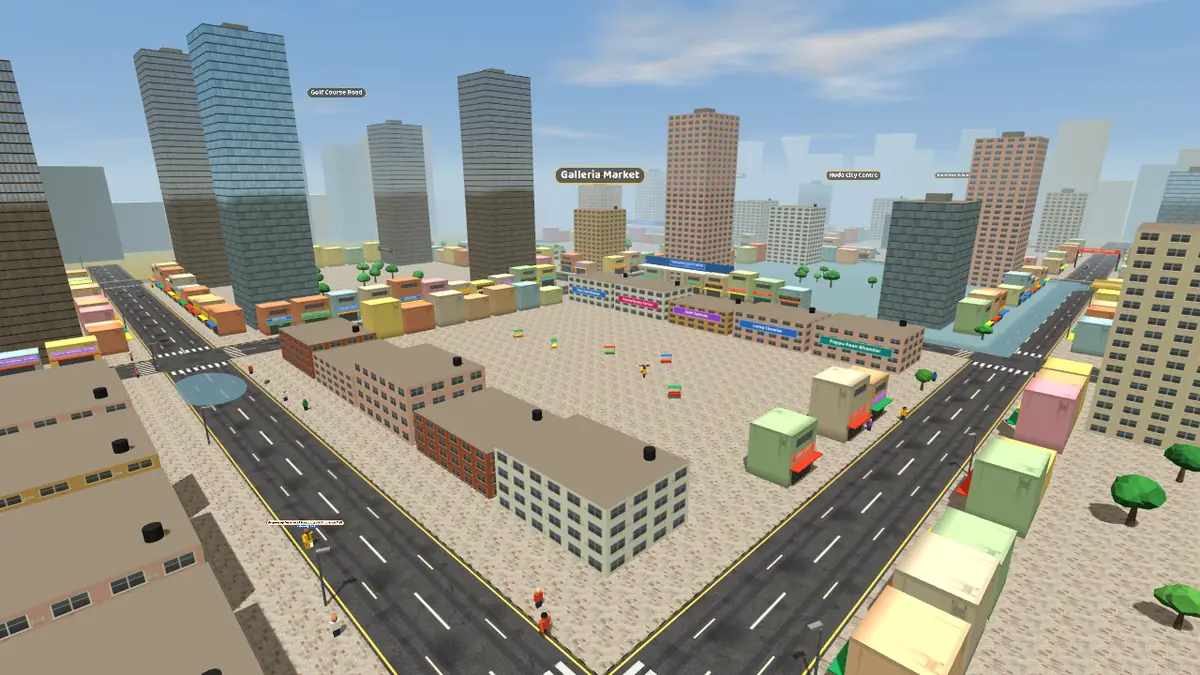 Aerial view of Galleria Market on the Gurugram Life game map