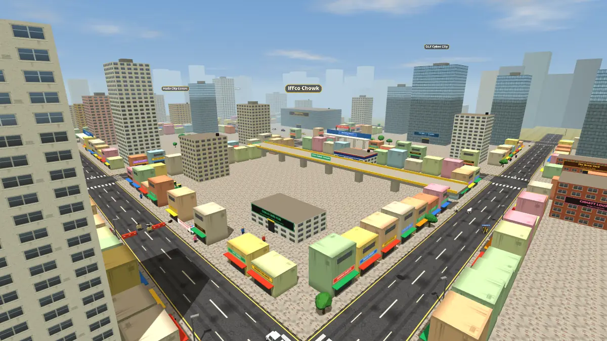 Aerial view of Iffco Chowk on the Gurugram Life game map