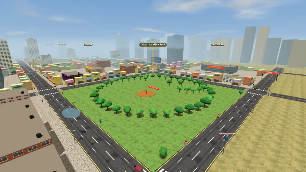 Aerial view of Leisure Valley Park on the Gurugram Life game map
