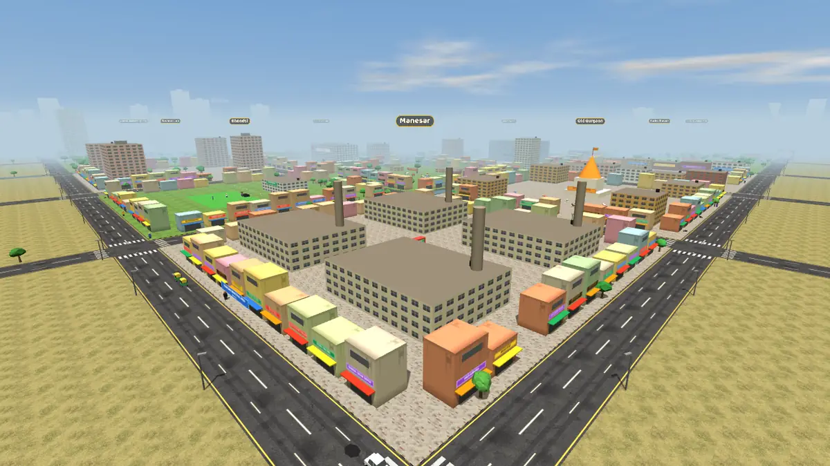 Aerial view of Manesar on the Gurugram Life game map