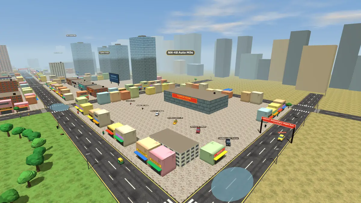 Aerial view of NH-48 Auto Mile on the Gurugram Life game map