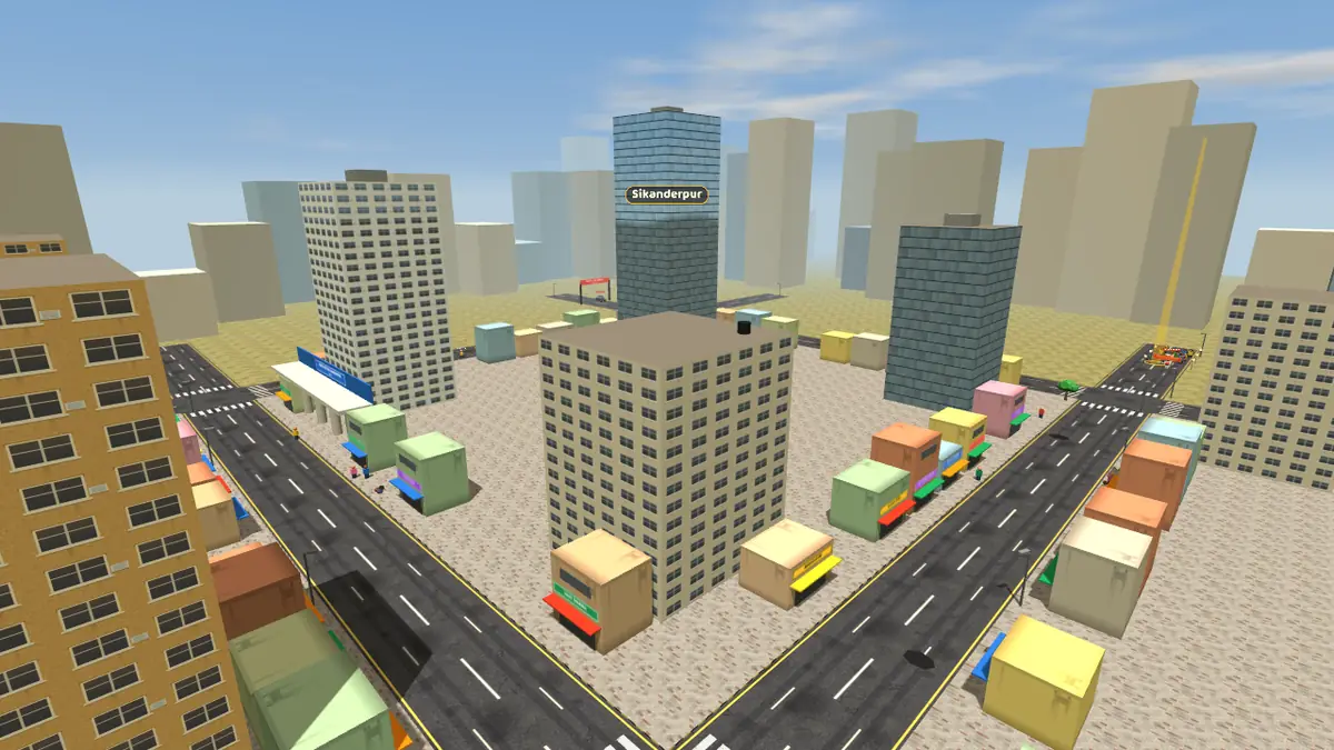 Aerial view of Sikanderpur on the Gurugram Life game map