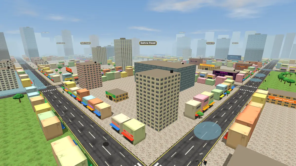 Aerial view of Sohna Road on the Gurugram Life game map